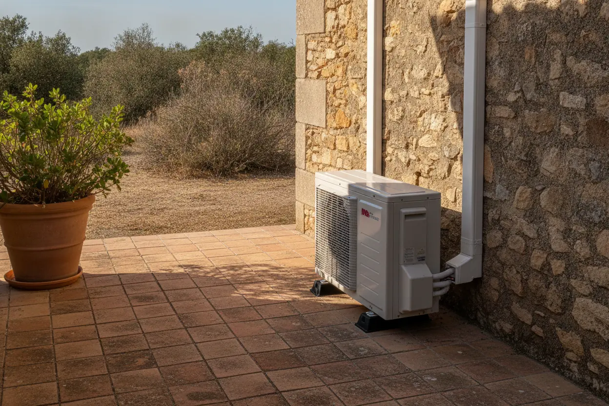 Après : unité extérieure de pompe à chaleur air-eau installée à Nîmes
